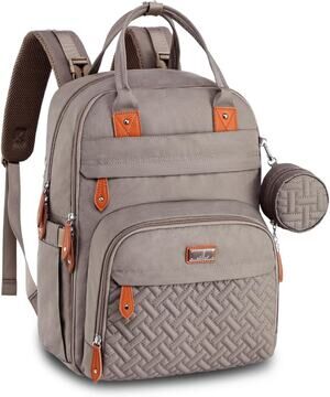 NWT! BabbleRoo Diaper Bag Khaki Backpack Multi Function Travel Tote